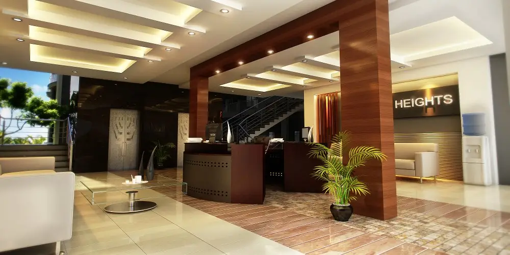 Reception lobby with Capital Heights signage